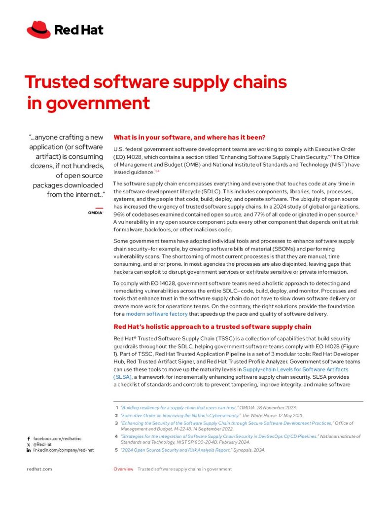 Trusted software supply chains in government